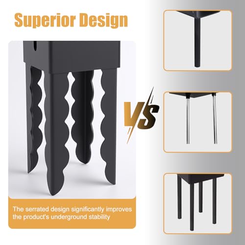 4x4 Post Base Holder Ground Spike, 6 Pcs (Actual 3.6"x3.6") 4x4 Concrete Post Anchor，Black Powder Coated Post Spike for Pergola, Deck, Fence, Mailbox, etc. by TAYORY - Image 5