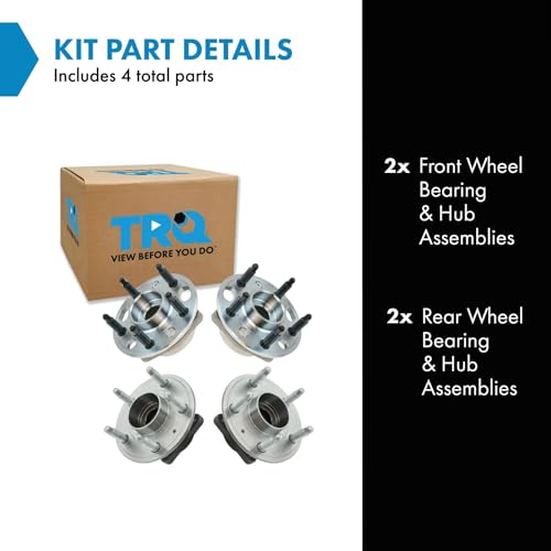 Image of TRQ 2 Piece Front Rear Wheel Bearing & Hub Assembly Set Compatible with 2010-2017 Chevrolet Equinox GMC Terrain