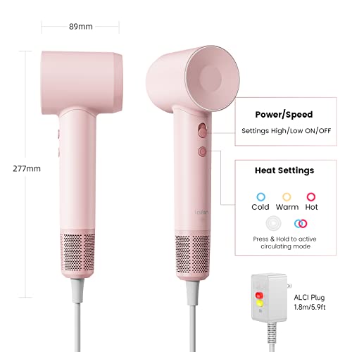 Laifen Hair Dryer Swift Se, 200 Million Negative Ionic Blow Dryer With 105,000 Rpm Brushless Motor 1400W Powerful For Fast Drying High-Speed Low Noise Hairdryer For Home, Travel (Matte Pink) #TOP1