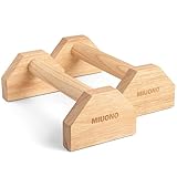 MIUONO Parallettes Push Up Bar, Oak Wood Calisthenics Equipment for Home Gym with Non-Slip Base, Handstand Trainer Push Up Handles for Floor Dip Workout and Strength Training