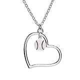 GIMMEDAT Baseball Necklace Enamel Sports Jewelry Heart of Mine for Women Girls Mom Fan or Gift