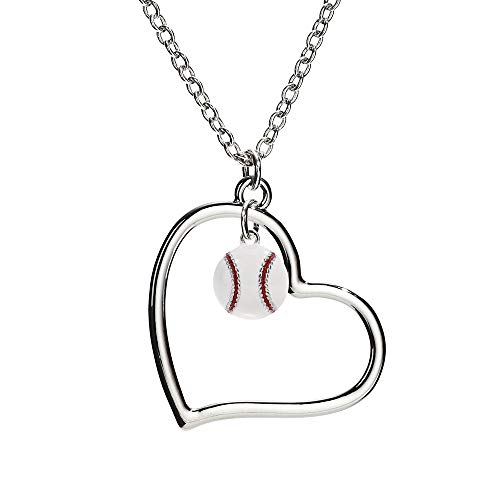 Gimmedat Baseball Necklace Enamel Sports Jewelry Heart Of Mine For Women Girls Mom Fan Or Gift #TOP24