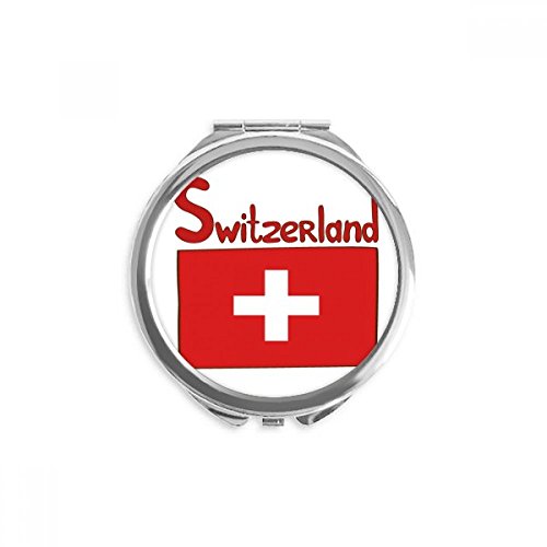 Miroir rond maquillage portable motif drapeau suisse pour retouches sac