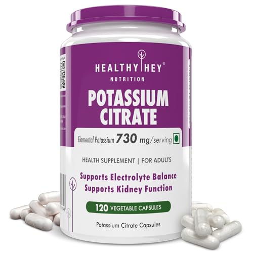 HealthyHey Nutrition Potassium Citrate -120 Vegetable Capsules