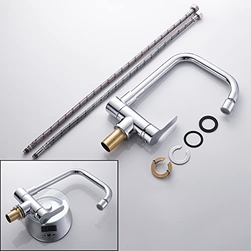 Frontfenster Küchenarmatur 360° drehbar Küche Faltbare Mischbatterie 2 Sprühmodi, Faltbarer Einhebel-Spültischarmatur (Chrom)