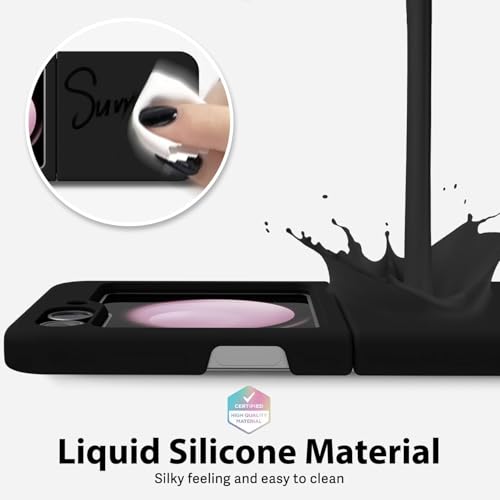 Image of MIDOS Back Cover Compatible with Samsung Z Flip 6 Case Liquid Silicone Full Protection Shock Proof Back Cover for Samsung Galaxy Z Flip 6 (Black)