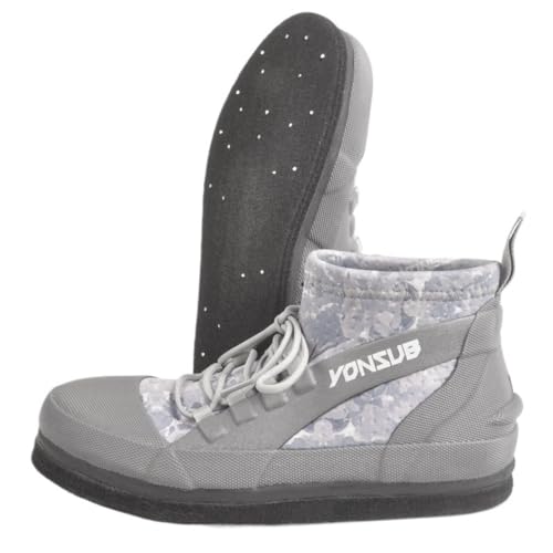 Felt Sole Wading Shoes for Men Fly Fishing Deck Boots Waterproof Lightweight Breathable Wide Non-slip Felt Bottom Quick Dry Warm Cotton Insole Casual Comfort Wear Mud Walking Hiking Sports Booties