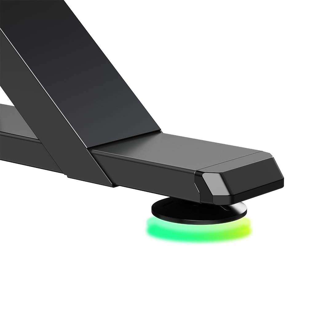 ULTTRADESK - IRON - Scrivania per Cmputer - Scrivania per Monitor da Gioco, Regolabile in Altezza con Retroilluminazione a LED RGB - per 2 Monitor - Grande, Regolabile in Altezza - Nero