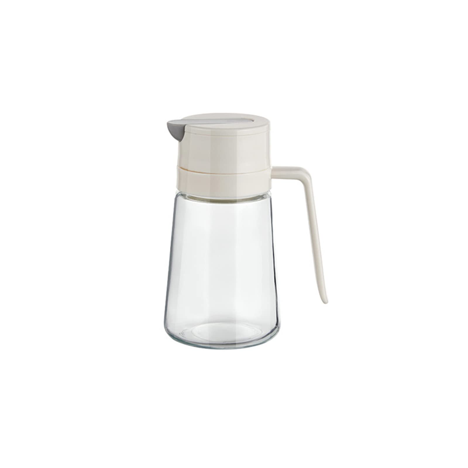 Tsophreniq Soy Sauce Bottle with Handle & Automatic Open Close Cover Utility Oil Can Kitchen Gadget / 650ml Clear Vinegar Pot Soy Sauce Pot with Handle