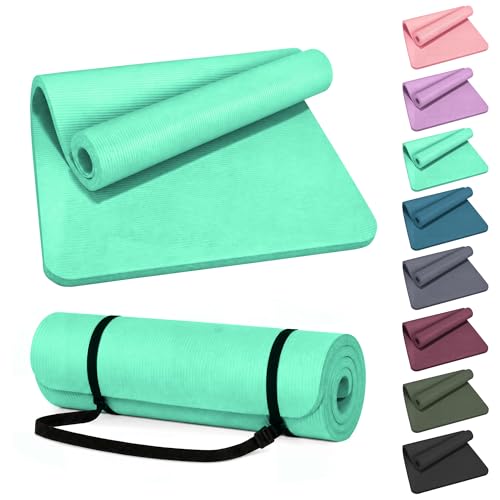 HULKFIT 1 Extra Thick Yoga Mat High Density Non Slip Exercise Mat with Carrying Strap Fitness Mat for Pilates Fitness Home Gym & Floor Workouts(Aqua)