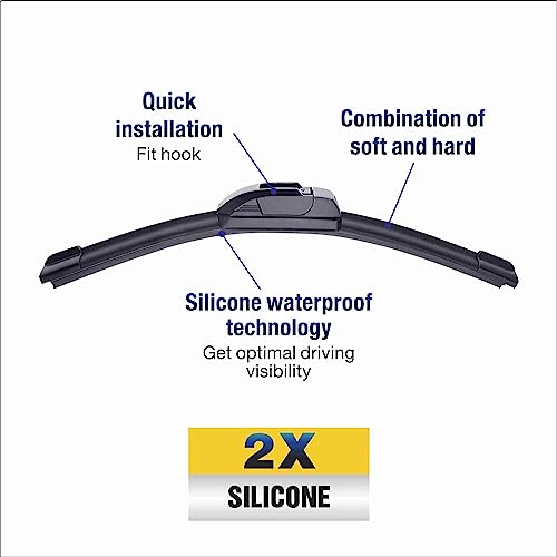 5 Plus 5P-SILICONE-24+22 ® Silicone Wiper Bades 24 22 Inch Ford Flex 2019-2009/Dodge Avenger 2014-2007/Nissan Titan Armada 2015-2004/Chrysler Sebring 2014-2007 Automotive Replacement Windshield Wiper Blades thumb #4
