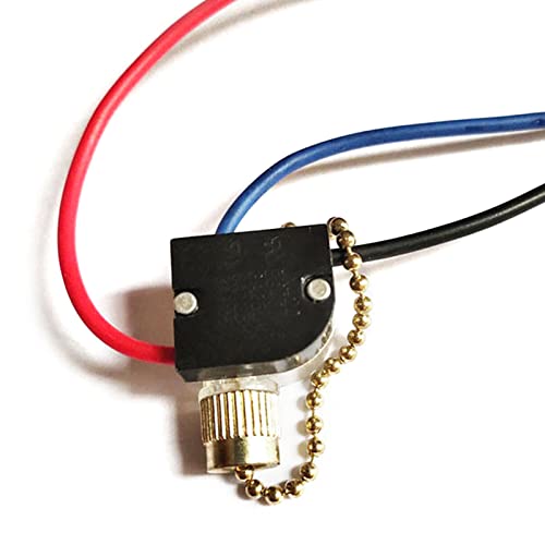 Image of 3-Wire Pull Chain Switch Beads Chain Wall Light Fan Ceiling Switch Replacement ​for Ceiling Fan Desk Antique Lamps Metal + Plastic