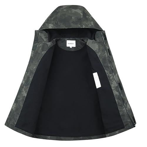 Image of Boys Girls Rain Jackets Waterproof Hooded Fleece Raincoats Lightweight Windbreakers for Kids