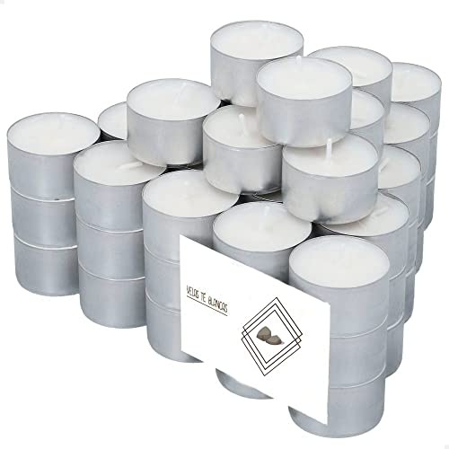 Pack de Velas de té Larga Duración 8 Horas. Vela Blanca sin Aroma de Parafina. (200 Unidades) Cover