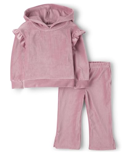 The Children's Place baby-girls And Toddler Velour Ribbed Sweatshirt and Sweatpant, 2 Piece Outfit