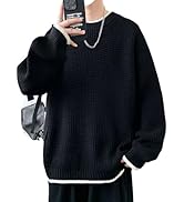 [foxseon] セーター 冬服 メンズ ニット クルーネック 長袖 ユニセックス ストレッチ ニットセーター 厚手 秋服 冬服 カジュアル 無地 柔らかい 大きいサイズ メンズセーター