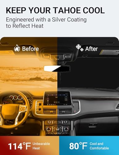 Image of Proadsy 2026 Upgrade Windshield Sun Shade Custom Fit 2021-2025 2026 Chevrolet Tahoe 4-Layer Foldable Front Sunshade Protector Sun Visor Blocks UV Rays Keep Car Cooler Accessories