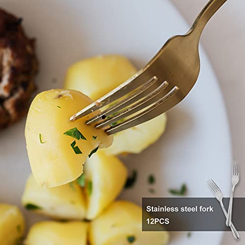 Tjoul Heavy Weight Dinner Fork Set, 18-0 Stainless Steel 12-Piece, 7 Inches Table Forks #TOP6