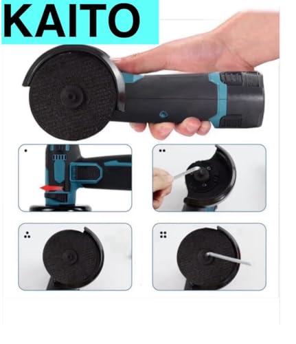 Image of KAITO 12V Brushless Cordless Mini Angle Grinder Machine with Rechargeable Battery | 19500 RPM, 80mm Disc, 2Ah Li-Ion Battery with Charger | Single Speed Control & Battery Indicator