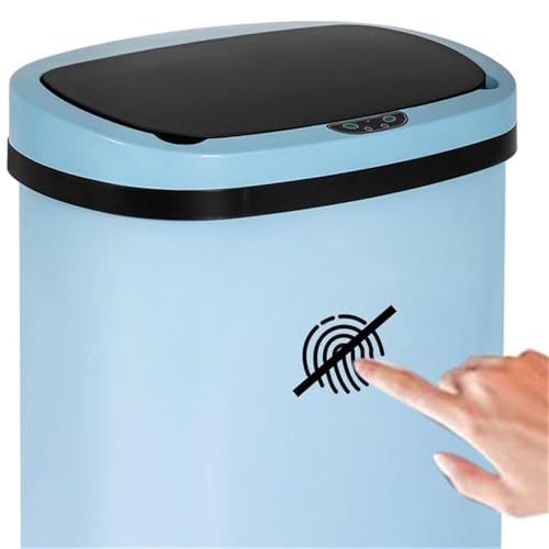 Set de 2 canecas de basura automáticas de acero 13 galones azul miniatura 6