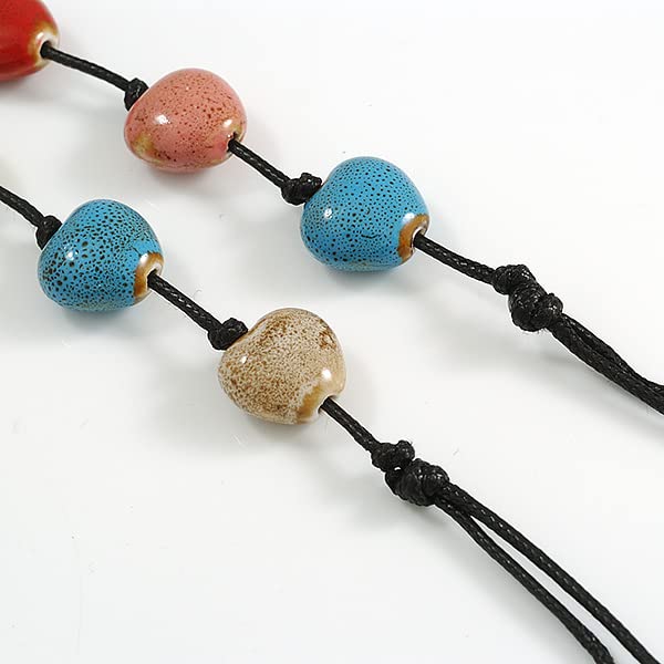 Collier long céramique Avalaya léger anti-irritation perles cœur - 7
