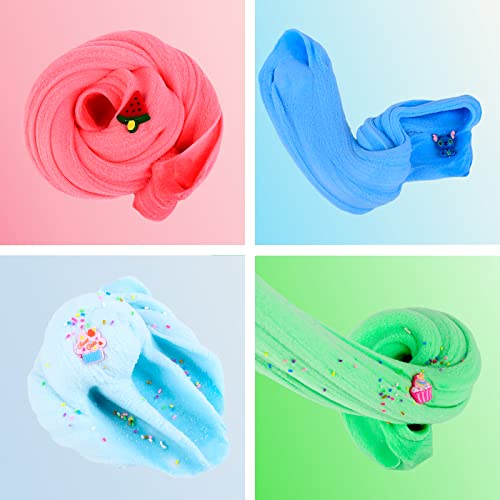 Cloud Slime Kit 4 Pack, Scented Slime With Cute Slime Fun Charms, Soft & Non-Sticky, Diy Stress Relief Toys For Girls Boys Kids #TOP1