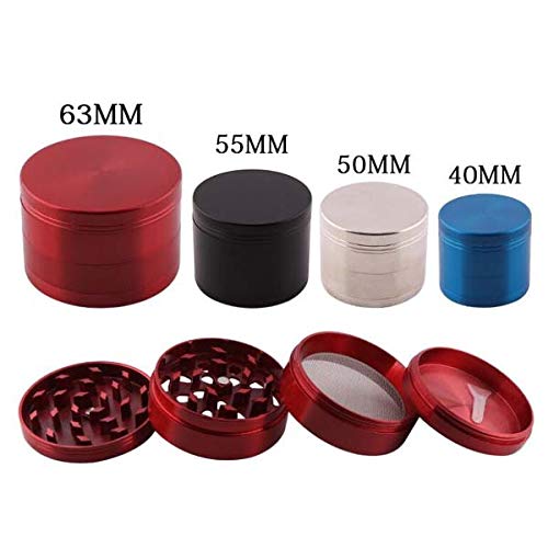 4-in-1 Zinc Alloy Pollen Mini Burr Grinders Spice Grinder Metal Crusher with magnetic top dry Herb Grinders Portable (15.7 inch, Red)