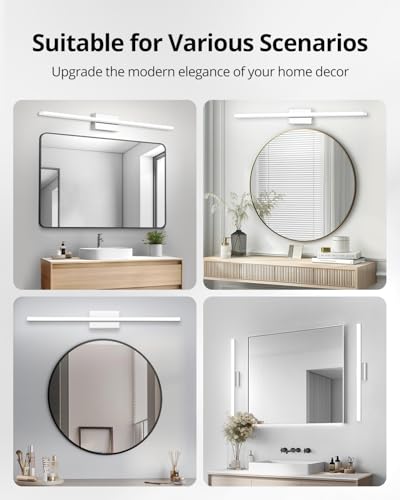 Image of Combuh Modern Vanity Lights for Bathroom Over Mirror, Wall Mounted Sconces | 36 Inch Extra-Long, Chrome, Gentle Shadow Free, Linear Lamp Bar, IP44 Rust-Resistant, Simple Slim, Daylight 6000K, 1 Pack