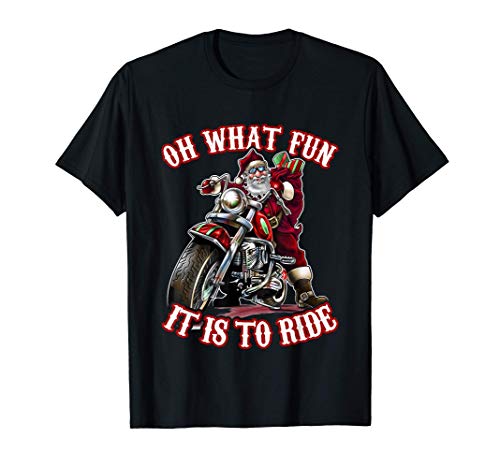 面白いオートバイバイカーおじいちゃんサンタライダークリスマスギフト Tシャツ
