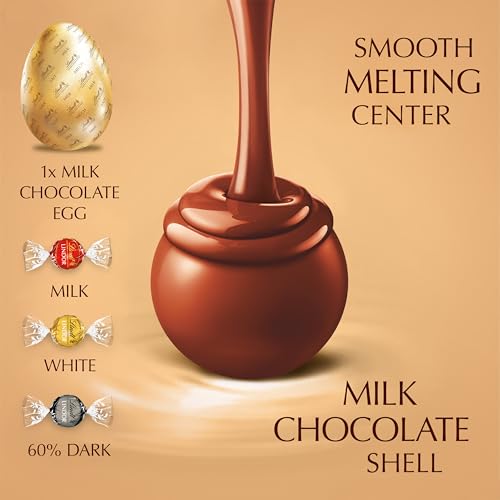 Lindt Lindor Assorted Chocolate Easter Egg 183G – Milk Dark And White Chocolate Truffles With A Smooth Melting Filling – Perfect For Easter Celebrations – Easter, Gift - 2