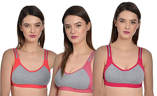 Image of Aimly Women's Cotton Seamless Non-Padded Full Coverage Sports Bra - (Pack of 3)