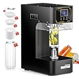 WantJoin Can Sealer Machine -Full Automatic Can Sealing Machine 4 Million Seals Commercial Can Seamer w/ 330/500/650ML Cup, 1.6‘’-7‘’ Height Adjustable for 55mm Aluminum Caps, Plastic Aluminum Cans
