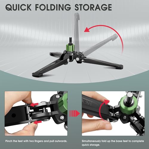 Trépied de bureau 3/8" Manbily M-2 vert à trois pieds rétractables