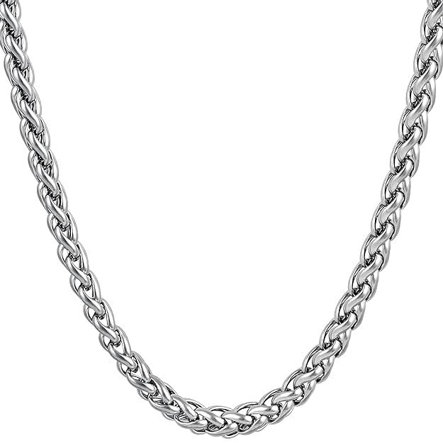 miami silver chain for men necklace for men chains for men neck chain for men chain for boys men chain mens chain Stainless steel stylish long chains platinum Locket Pendant chain fashion-M364-picture-12