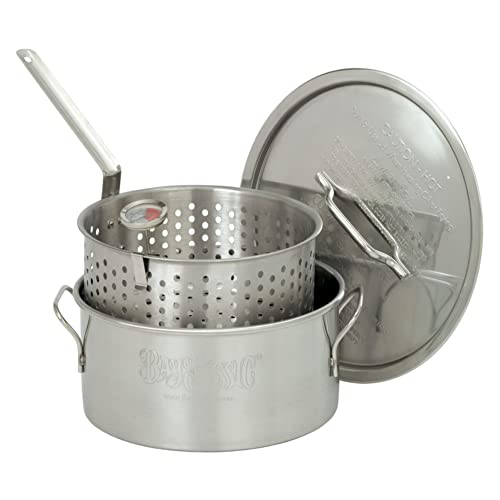 Comparison: Best Stainless Steel Fry Pot With Basket 2 Bayou Classic 1101 10-qt Stainless Steel Fry Pot Perfect For Frying Fish Shrimp Chicken Hushpuppies and Fries Includes Stainless Steel Perforated Basket 5-in Frying Thermometer and Stainless Lid