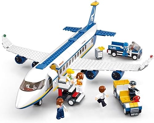 Passenger Aeroplane with Worker and Truck, Aeroplane Compatible with Le,-go - 463 Pieces