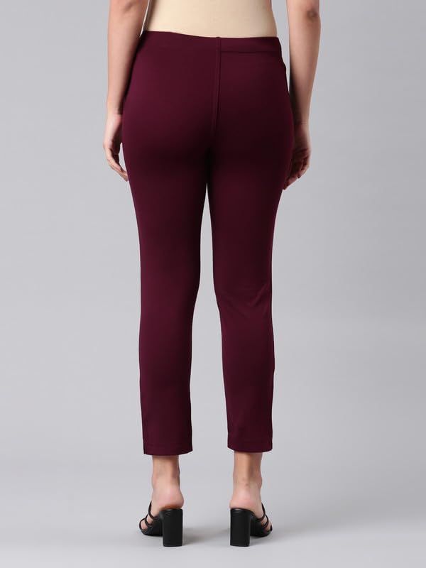 Image of GO COLORS Ponte Smart Kurti Pants Full Length for Women | Breathable, Mid Rise