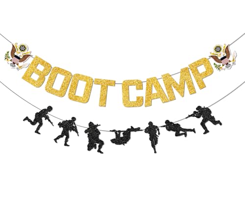 Image of Boot Camp Banner, Army Party Decorations, Army Banner, Army Decorations for Birthday Party