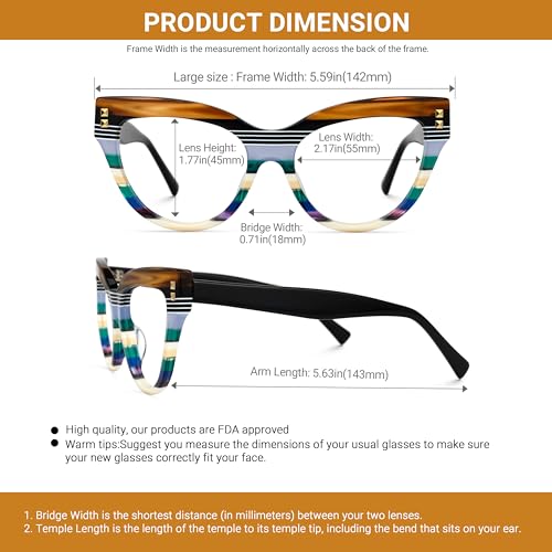 Image of VOOGLAM Stylish Oversize Cat-eye Blue Light Glasses for Women Anti Eyestrain Dry Eyes Eyewear Kornegay