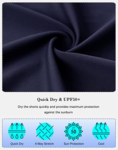 Image of SANTINY Women's High Waisted Swim Shorts with Pockets UPF50+ Long Board Swimming Shorts for Women with Liner