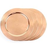 Koyal Wholesale 4-Pack Copper Metal Hammered Charger Plates
