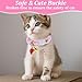 Tyqour 2pcs Pink Cute Cat Collars for Girl Cats Kitten Collar with Bell Small Cats Collars with Strawberries Heart Adjustable Cat Collar for Girl Little Puppy Dog