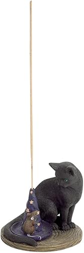Magical Cat - Quemador de incienso para gato y ratón con soporte para incienso con sombrero de mago