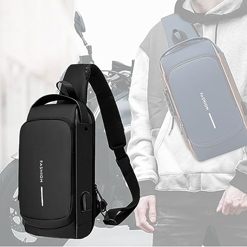 Image of TMG Crossbody Sling Bag for Steam Deck|Nintendo Switch OLED Console|iPad,Waterproof Chest Daypack with USB Charging, Shoulder Backpack for Men|Women (Mettalic Grey)