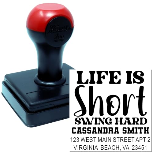 Image of Typography Duo Hand Quote Stamp Made to Order - 1-5 /8 Inch Square Imprint | Envelope Stamp Personalized. Encouragement Stamp. Any standard pad works. Up to 50 characters per line. Classic hand stamp.