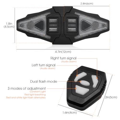 Clignotants de vélo feu arrière WASAGA rechargeables à télécommande sans fil - 3