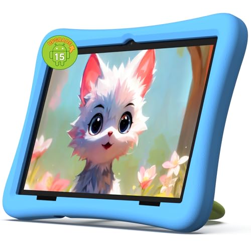 2026 Upgraded Kids Tablet 10 Inch, Android 15 Tablet for Kids with 8-Core, 12(4+8) GB RAM 64GB Storage, EVA Shockproof, Parental Control, Kids Space, WiFi, BT, Plimpton Kids20 - Blue