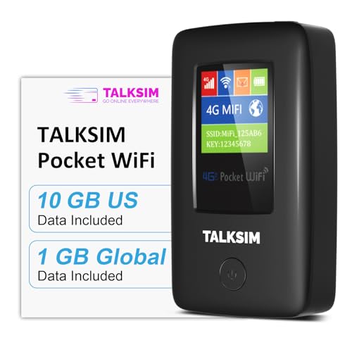 TALKSIM 4G Mobile Hotspot with US 10GB & Global 1GB
