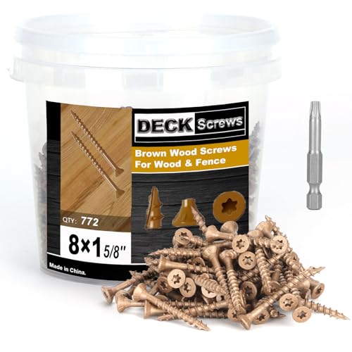 Image of Deck Screws #8 x 1-5 /8'', T25 Star Torx Drive Flat Head Wood Screws, Brown, 5lb