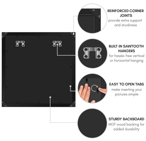 Americanflat WB1818BLKPC 18X18 Picture Frame With Polished Plexiglass - Epic Collection - Square Picture Frames thumb #4